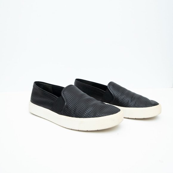 Vince Perforated Black Leather Slip On Shoes - Picture 6 of 6